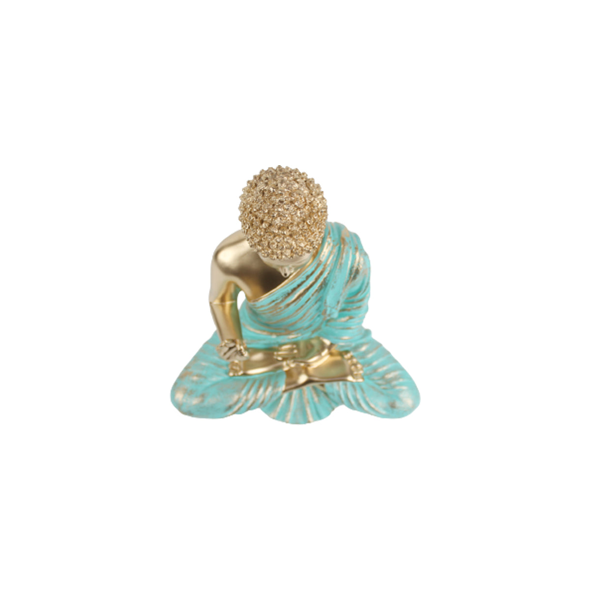 Our Green Window Resin 14 '' Buddha (Golden Body & Seagreen) (Aashirwad)