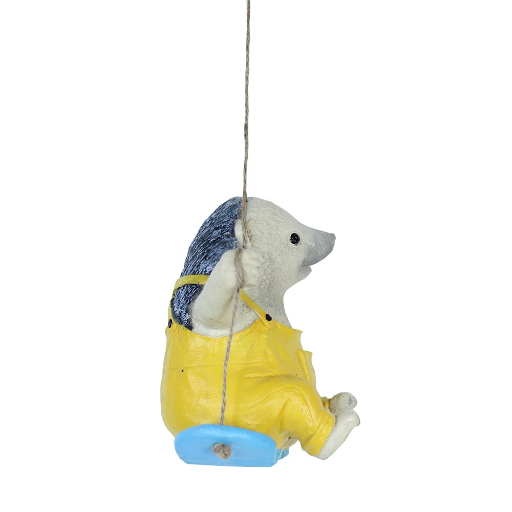 Our Green Window Hedgehog on Swing for Balcony and Garden Decoration