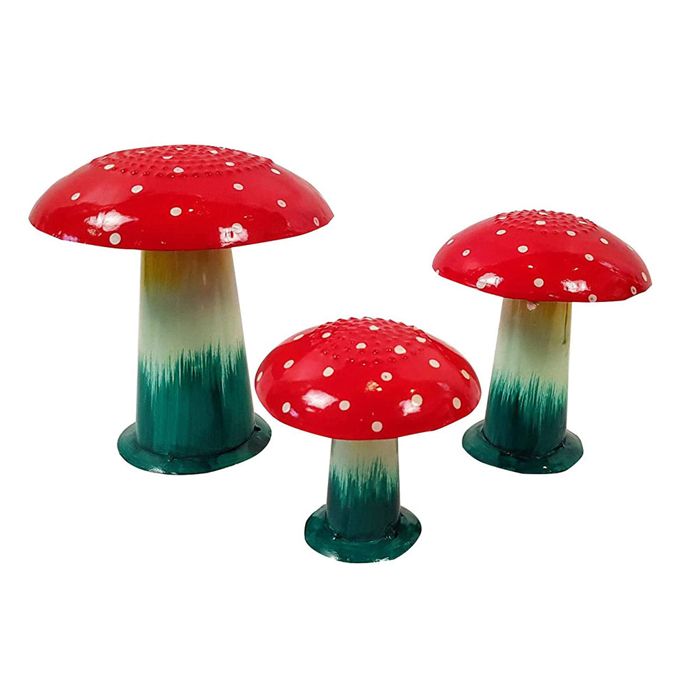 Our Green Window (Set of 3) Metal Mushroom for Garden Decoration