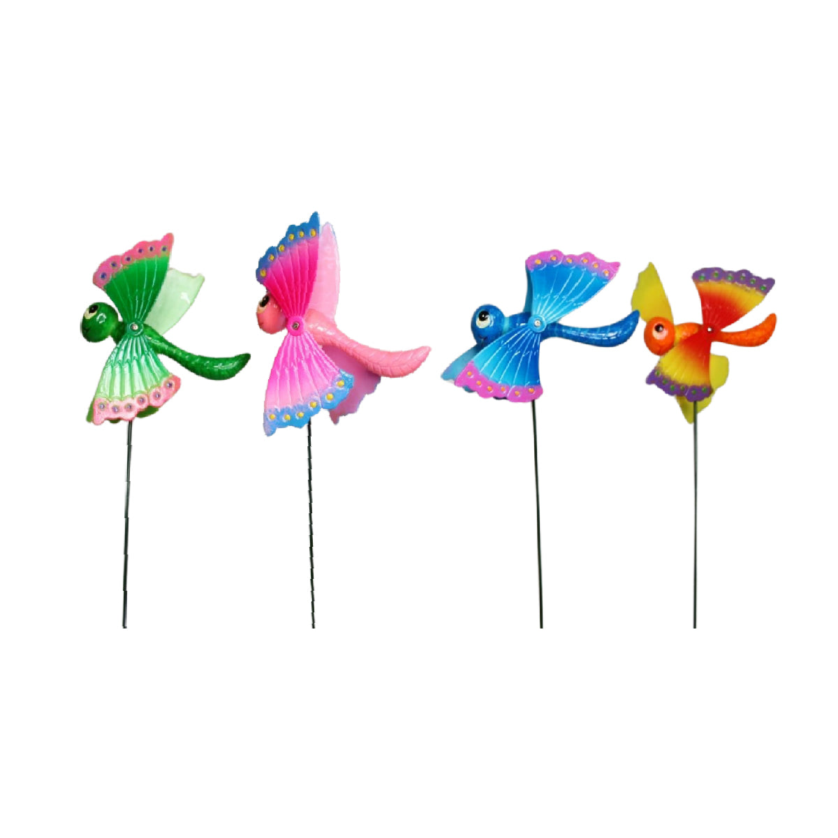 Our Green Window (Set of 4) dragonfly stakes with rotating wings|Garden sticks, outdoor garden stakes, decorative garden accessories