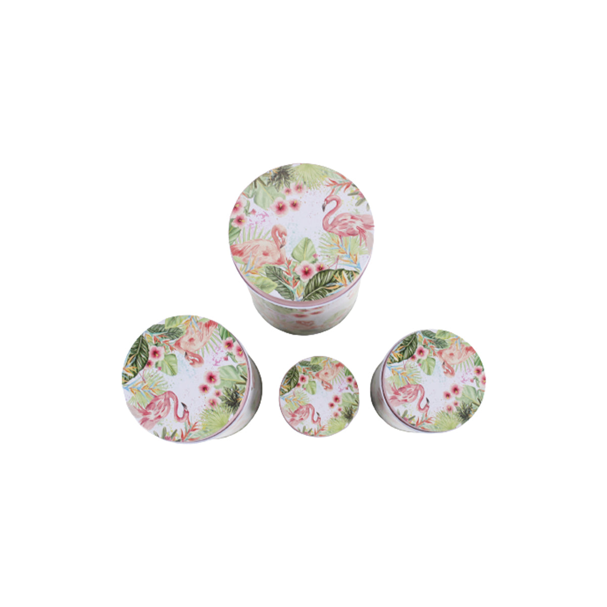 Our Green Window (Set of 4) Metal Pink Flamingo Storage containers