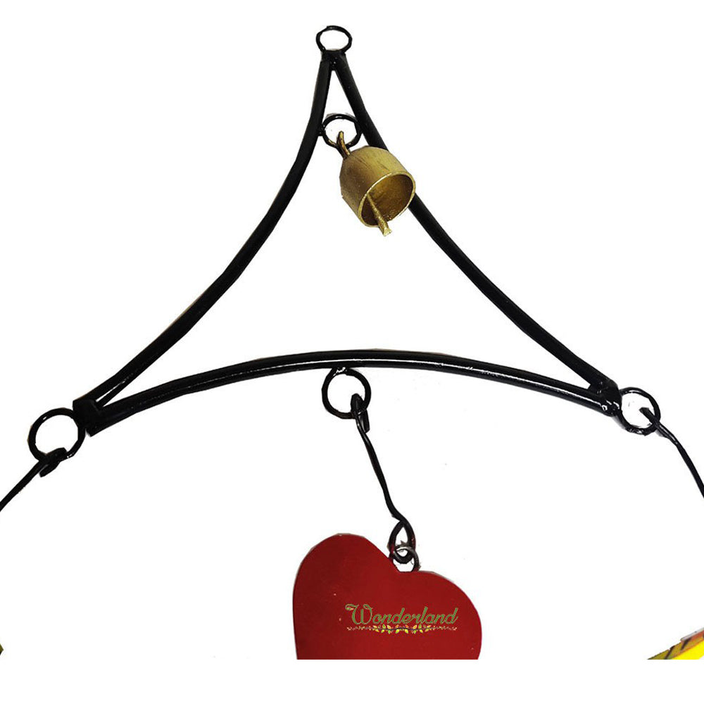 Our Green Window Handmade Metal Chime with 3 Birds and Heart for Home Decoration