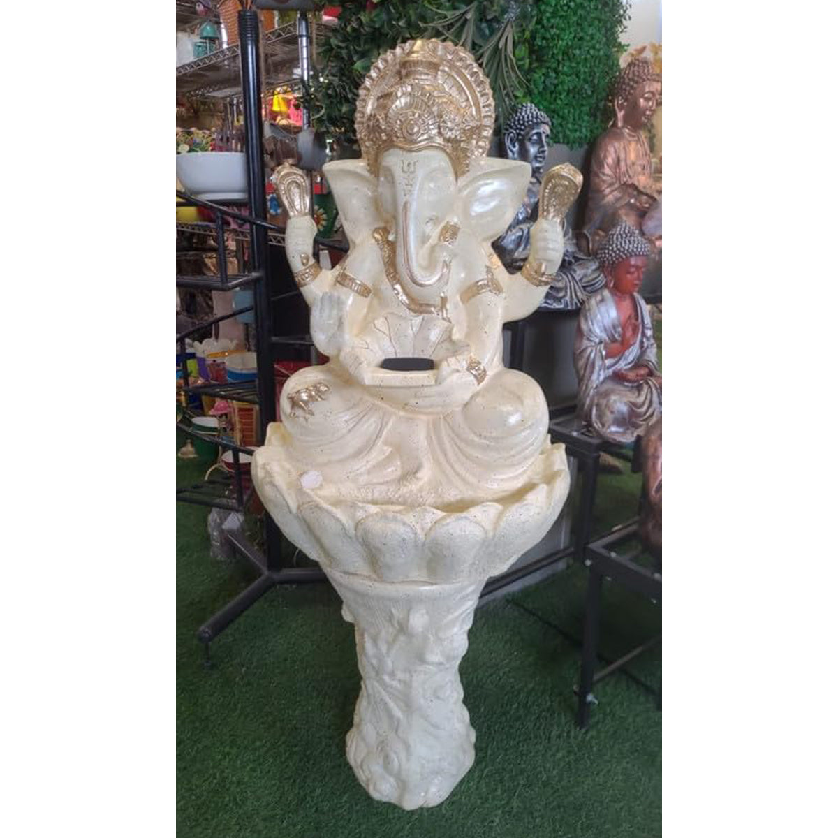 Our Green Window Big Ganesh Fountain with Pillar|Floor Standing Fountain|Big Indoor Water Fountain|Large Water Fountain
