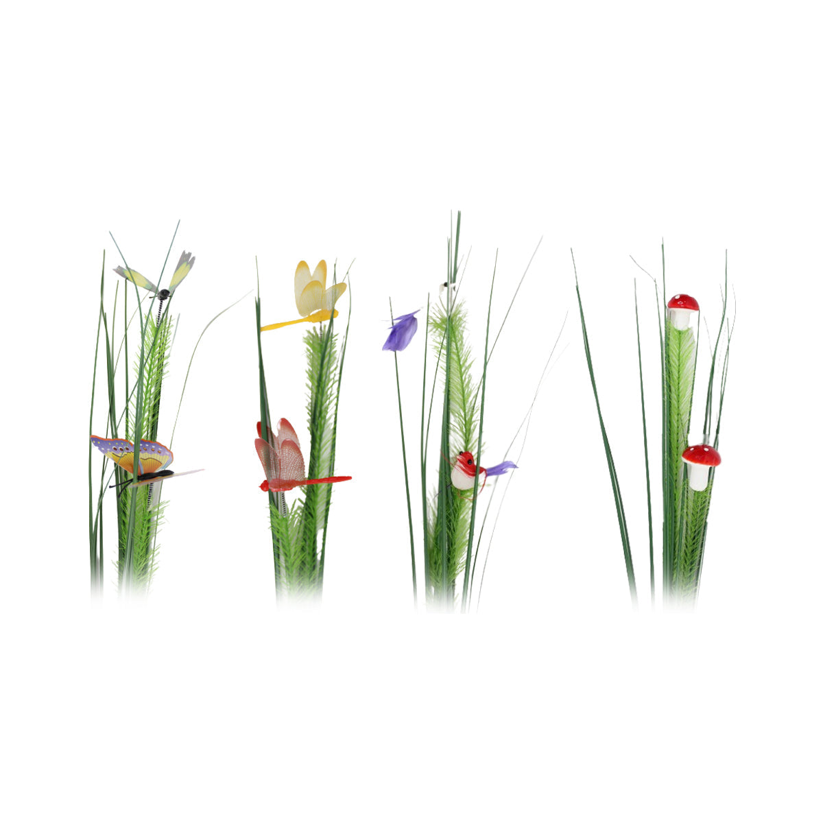 Our Green Window Artificial Garden Sticks butterfly, dragonfly, mushroom and birds ( set of 4)