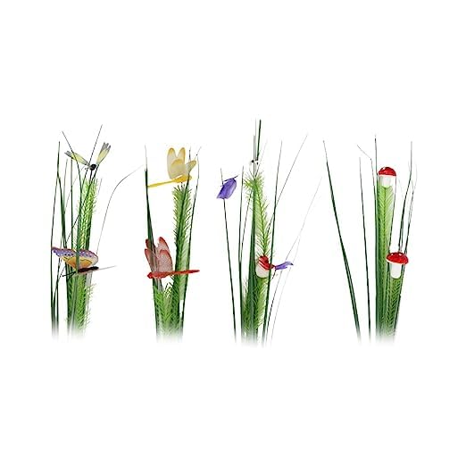 Our Green Window (Set of 4) Artificial Leaves Sticks with Mini Creatures
