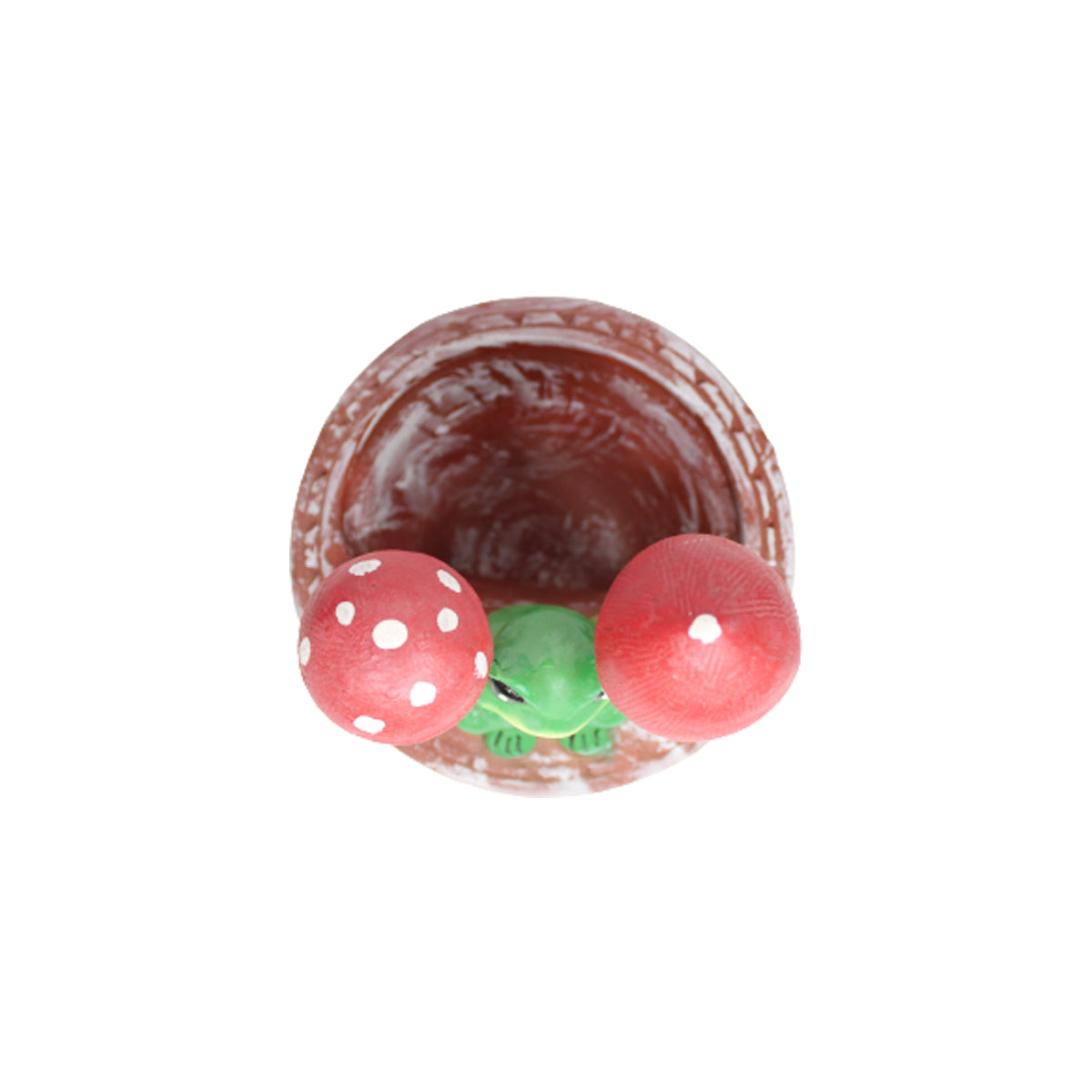 Our Green Window Frog Sitting in bow with 2 mushroom | resin garden décor| outdoor décor