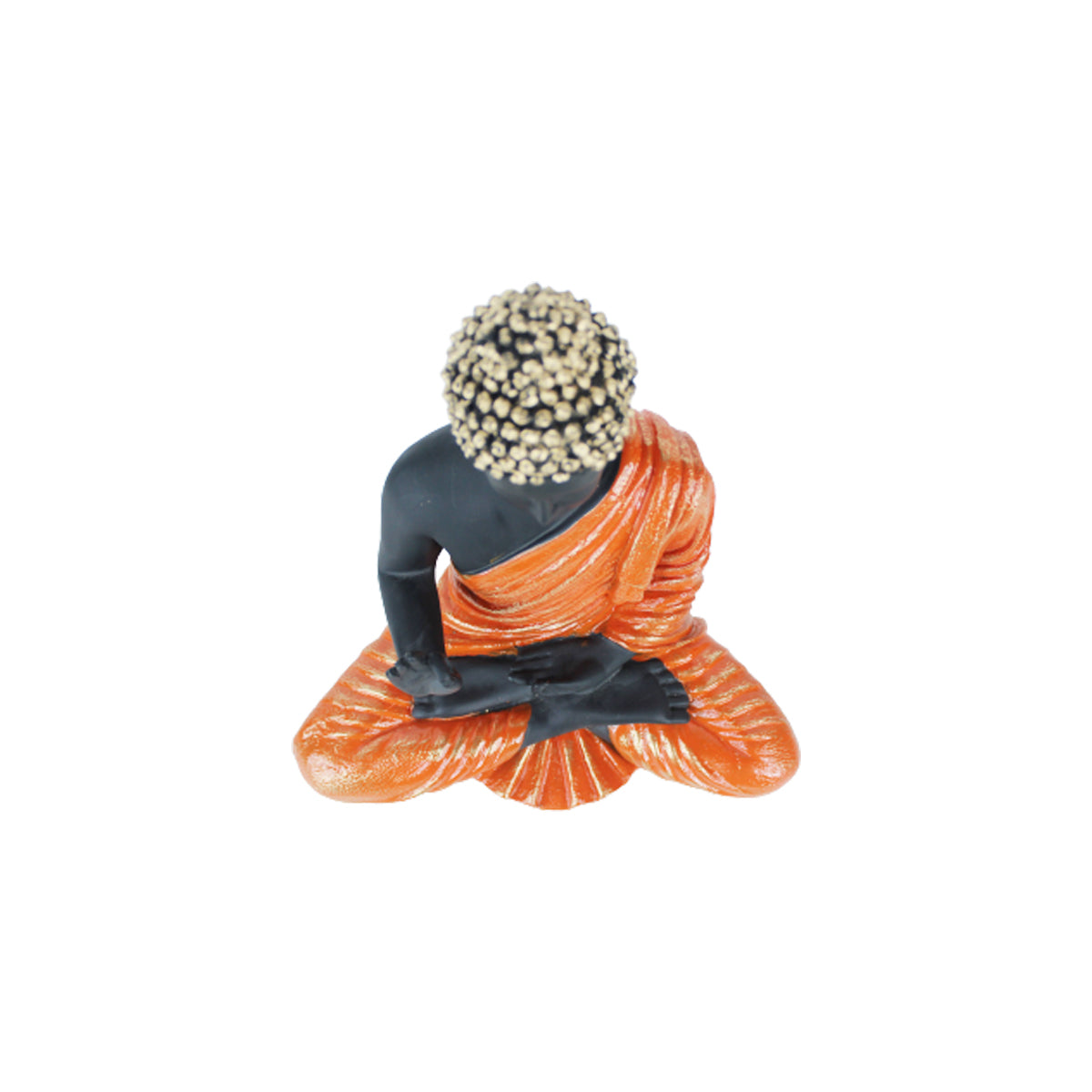 Our Green Window 14 inches Buddha Statue for Home Decoration (Orange & Black)