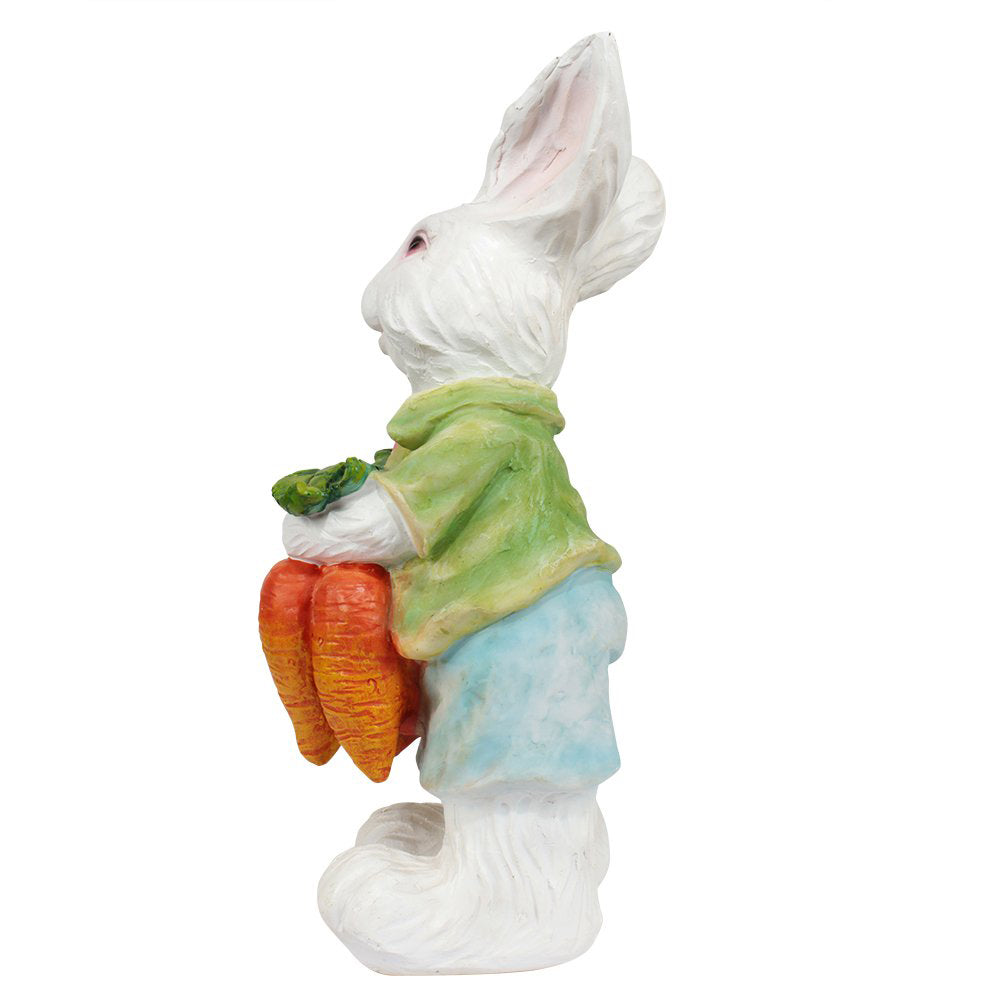 Our Green Window Rabbit with Carrots Statue for Garden Decoration