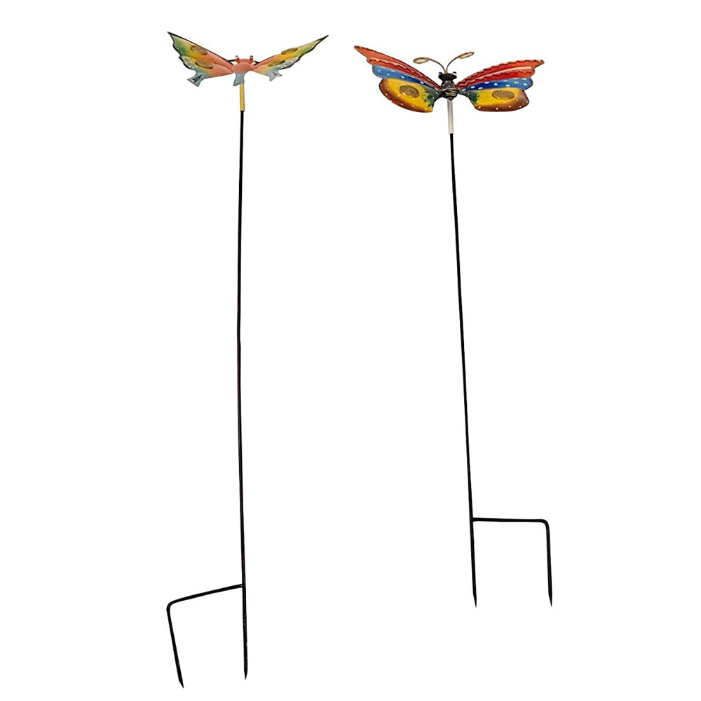 Our Green Window (Set of 2) Metal Butterfly Stake/Stick for Garden Decoration (Red &Yellow)