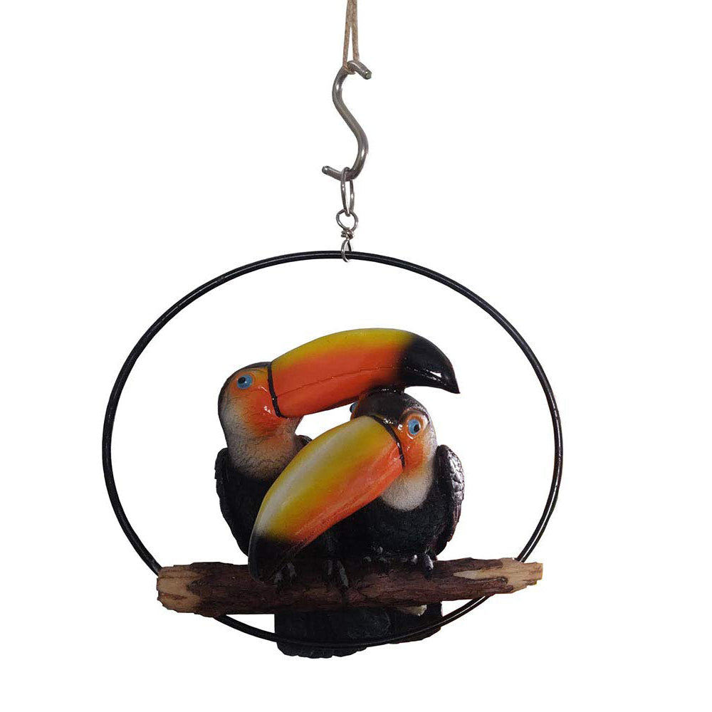 Our Green Window Toucans Statue in Ring for Home and Garden Decoration