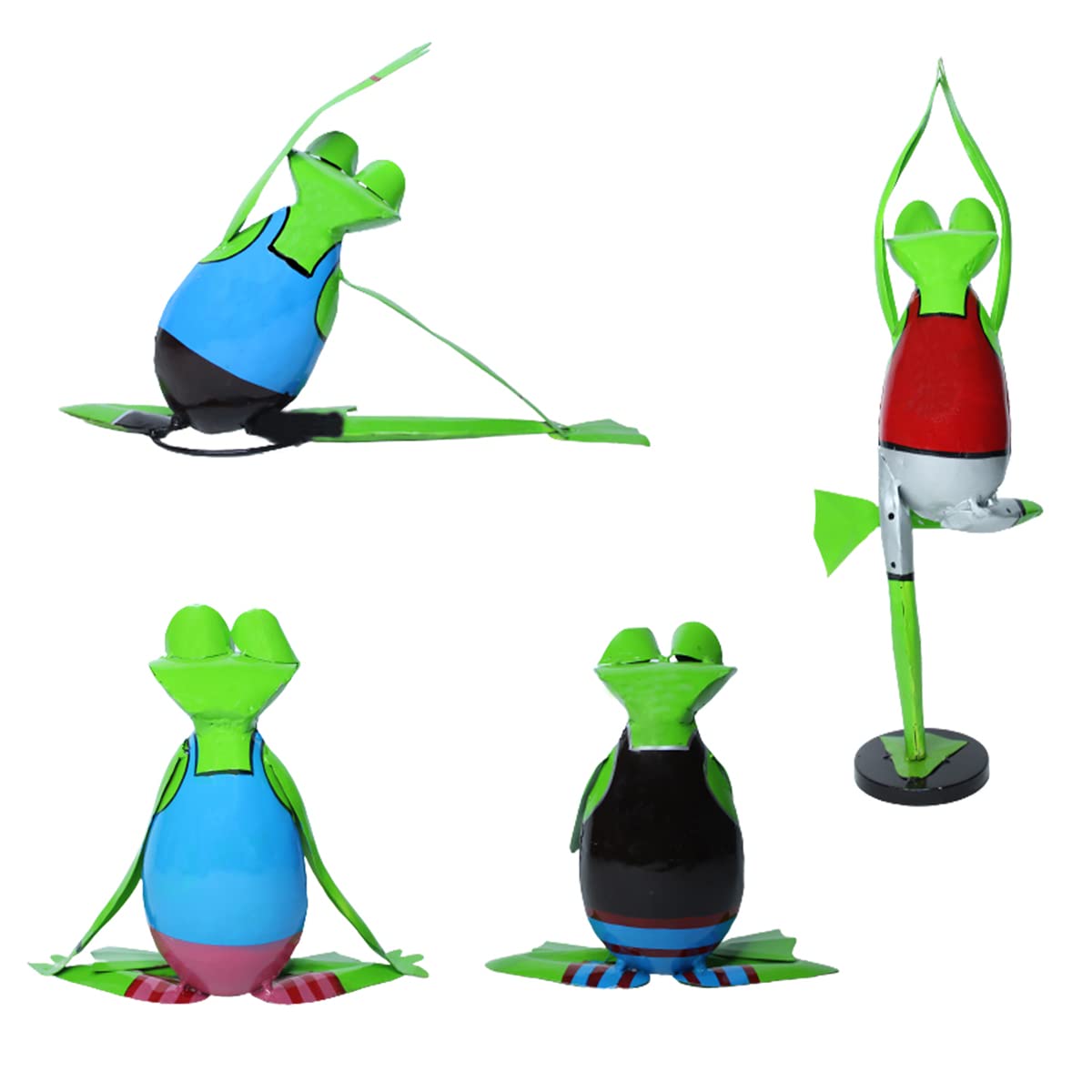 Our Green Window (Set of 4) Metal Yoga Frogs for Home and Garden Decoration