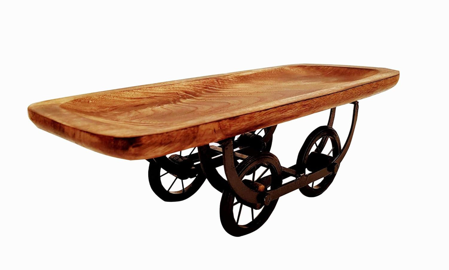 Our Green Window 16 inch Long Tray on cart in Wood for Dining and Serving Snacks