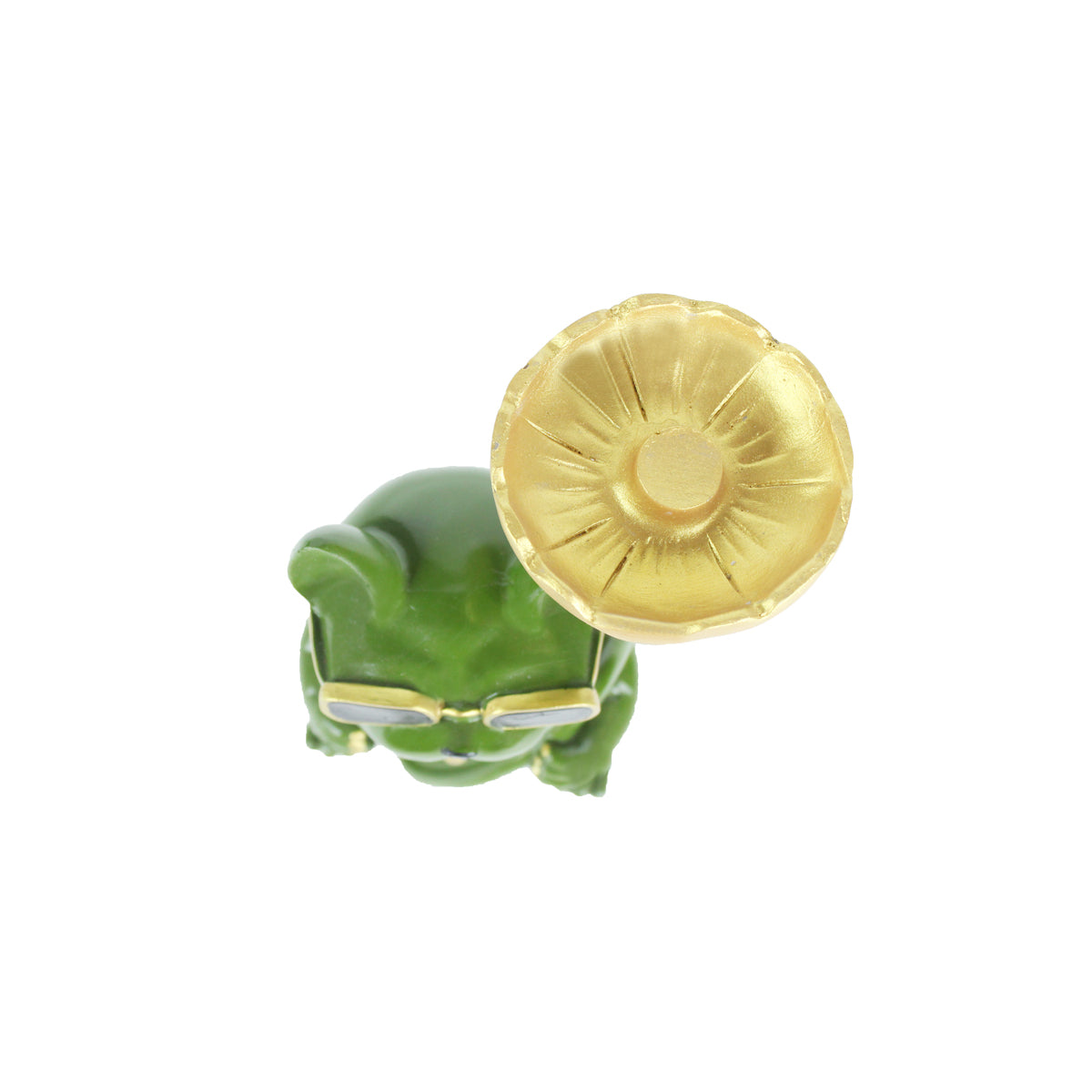 Our Green Window Green Dog with Flower Plate Statue