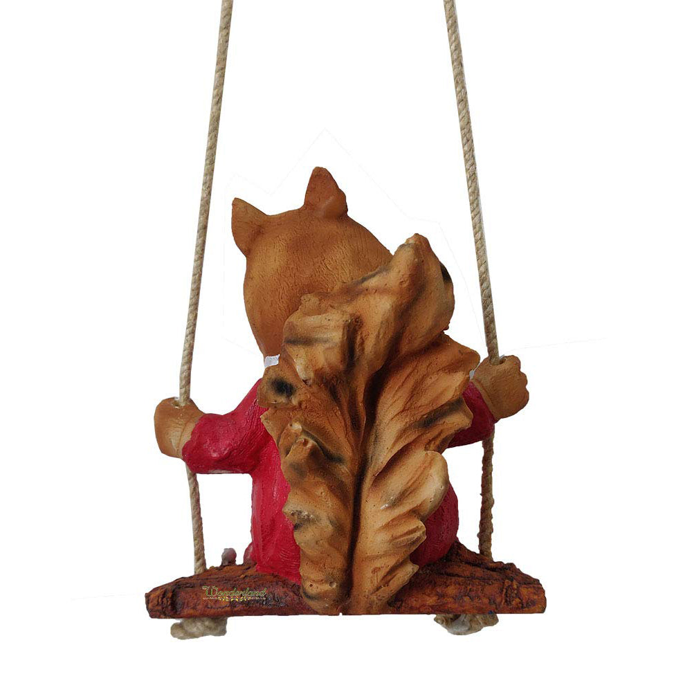Our Green Window Swinging Girl Squirrel Statue to Hand for Garden Decoration