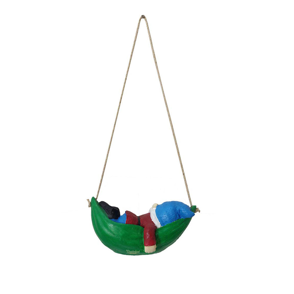 Our Green Window Gnome on Hammock for Balcony and Garden Decoration