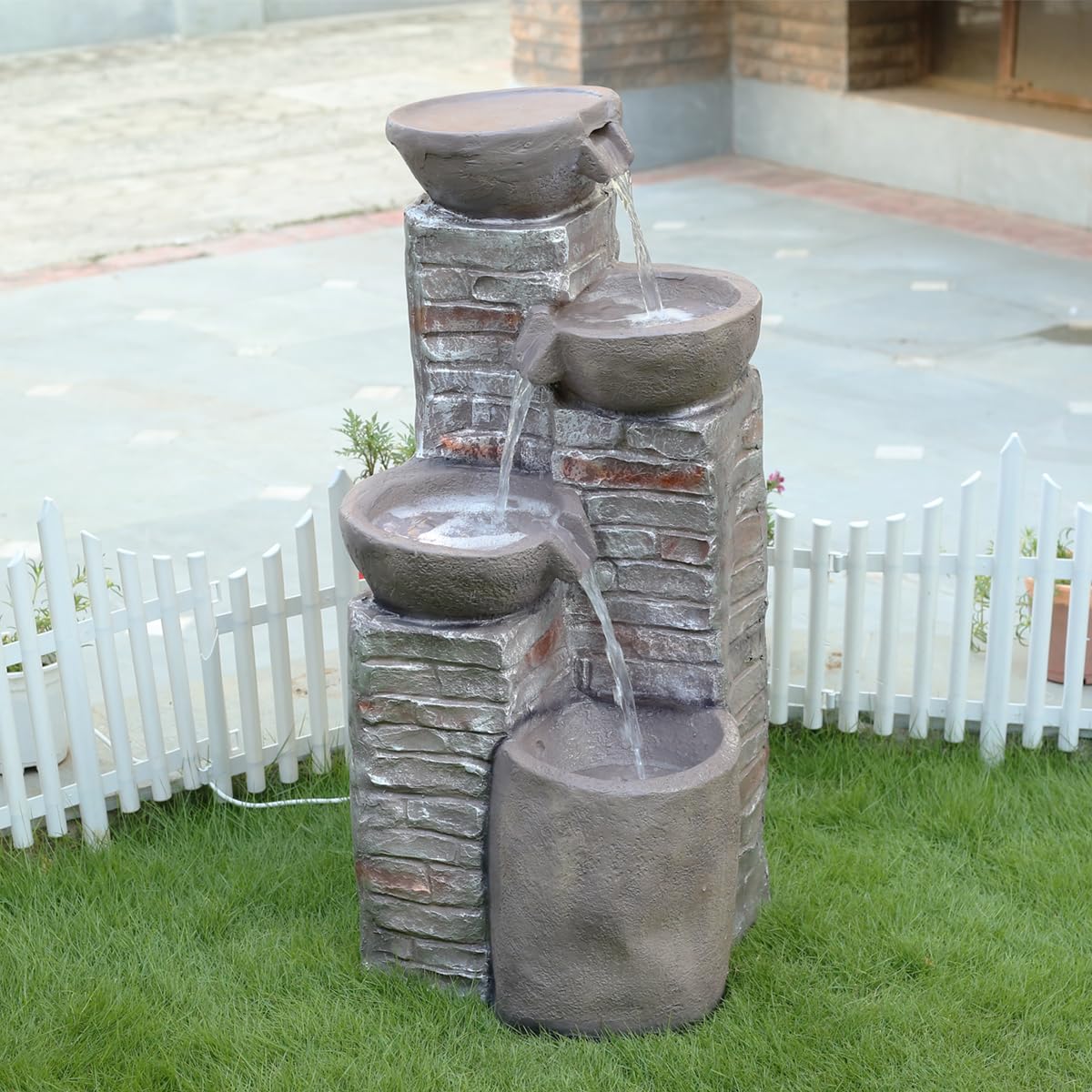 Our Green Window 4 Step Fountain|Floor Standing Fountain|Big Indoor Water Fountain|Large Water Fountain