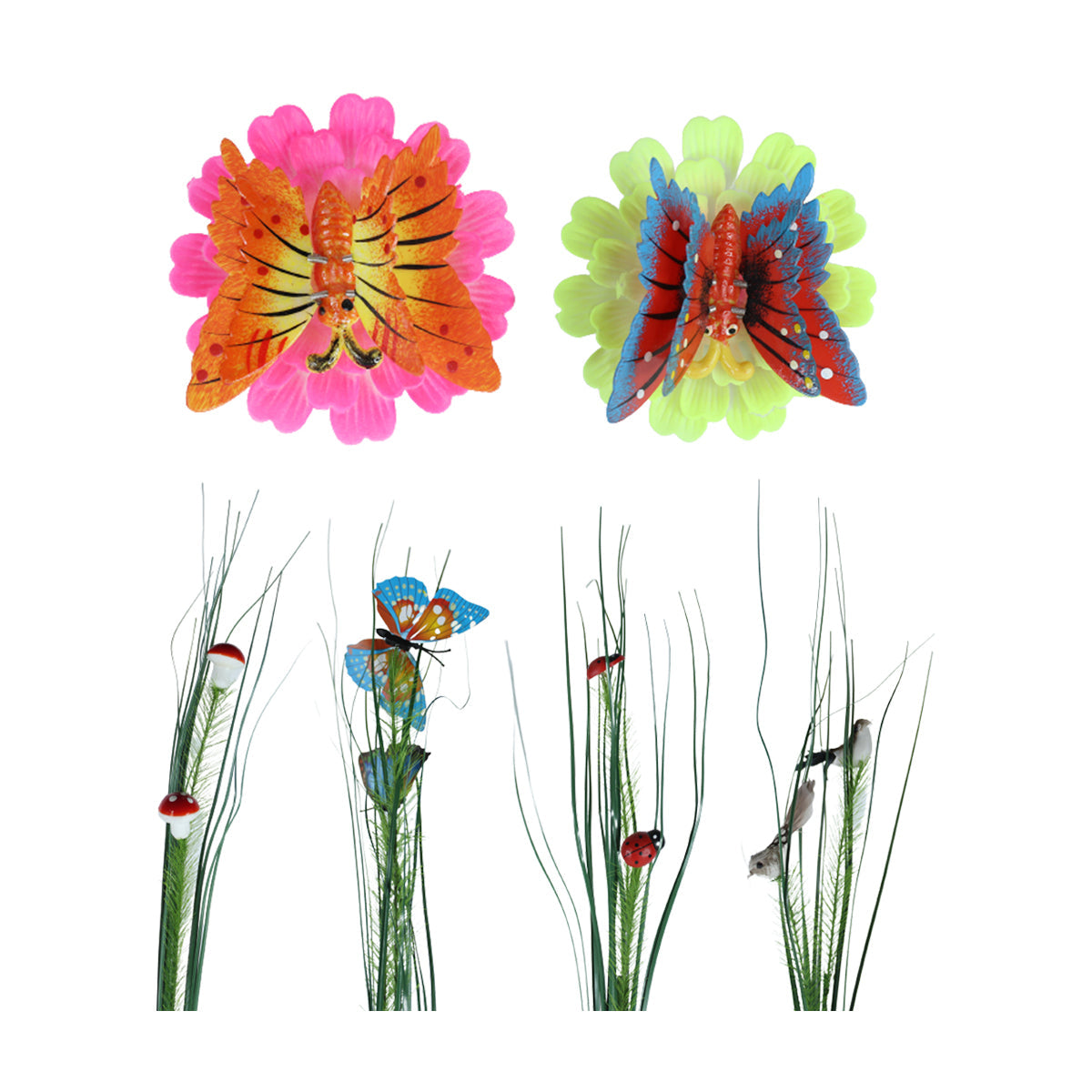 Our Green Window (Set of 6) Butterfly and Leaf Garden Stakes/Sticks