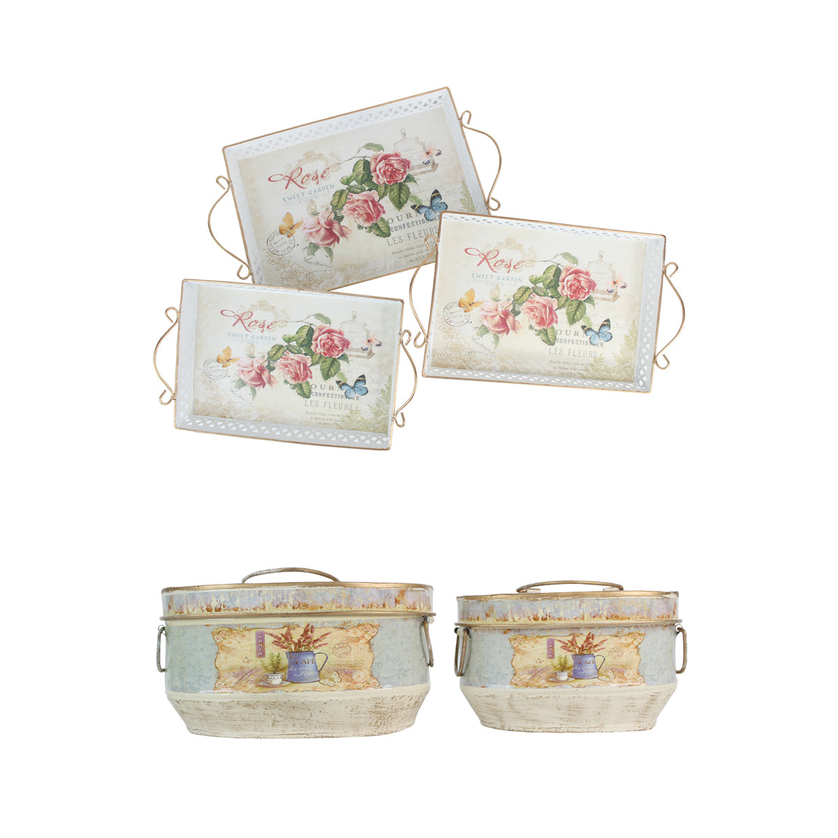 Our Green Window Vintage Metal Trays and Containers