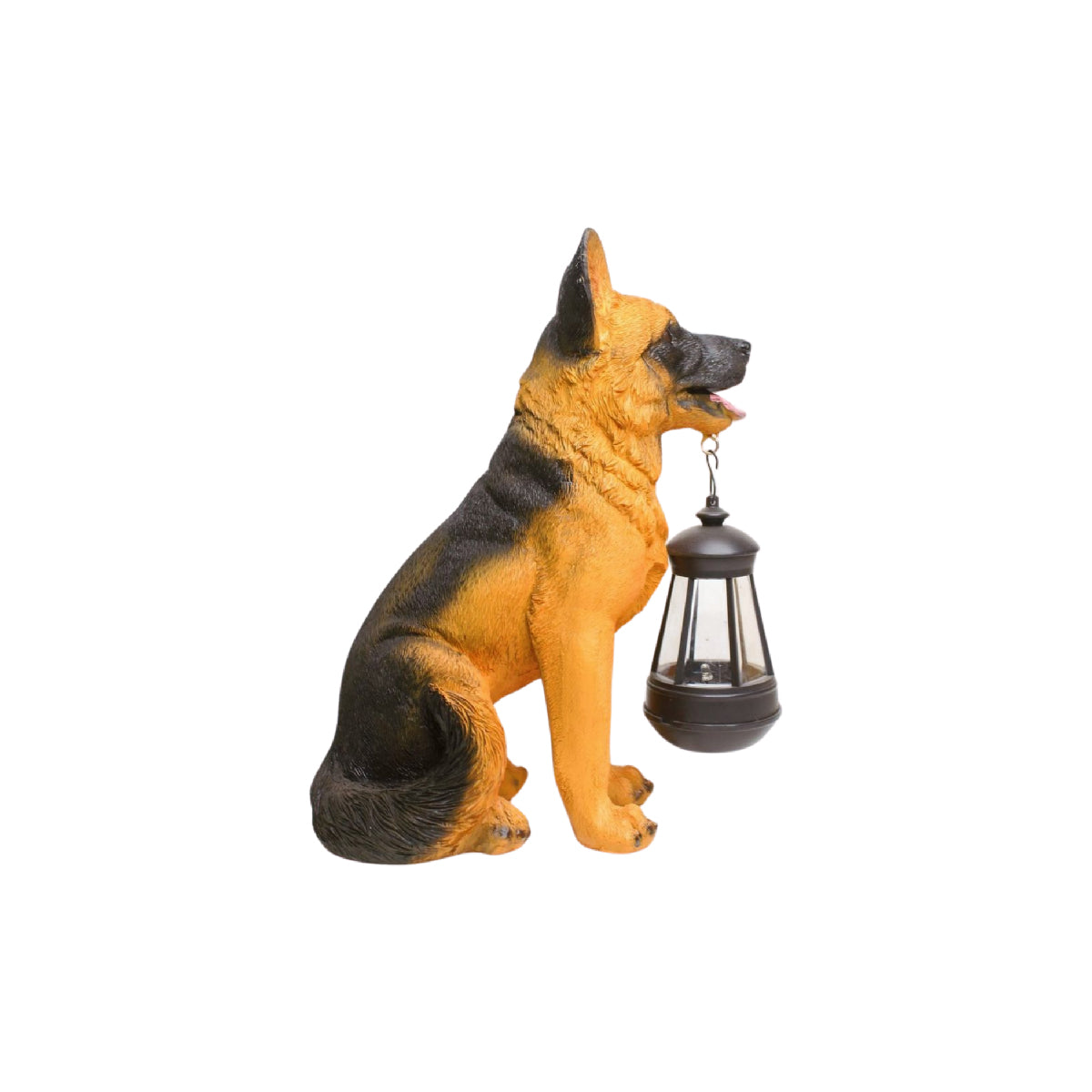 Our Green Window German Shephard Statue with solar lantern| resin dog statue | Decorative dog for garden