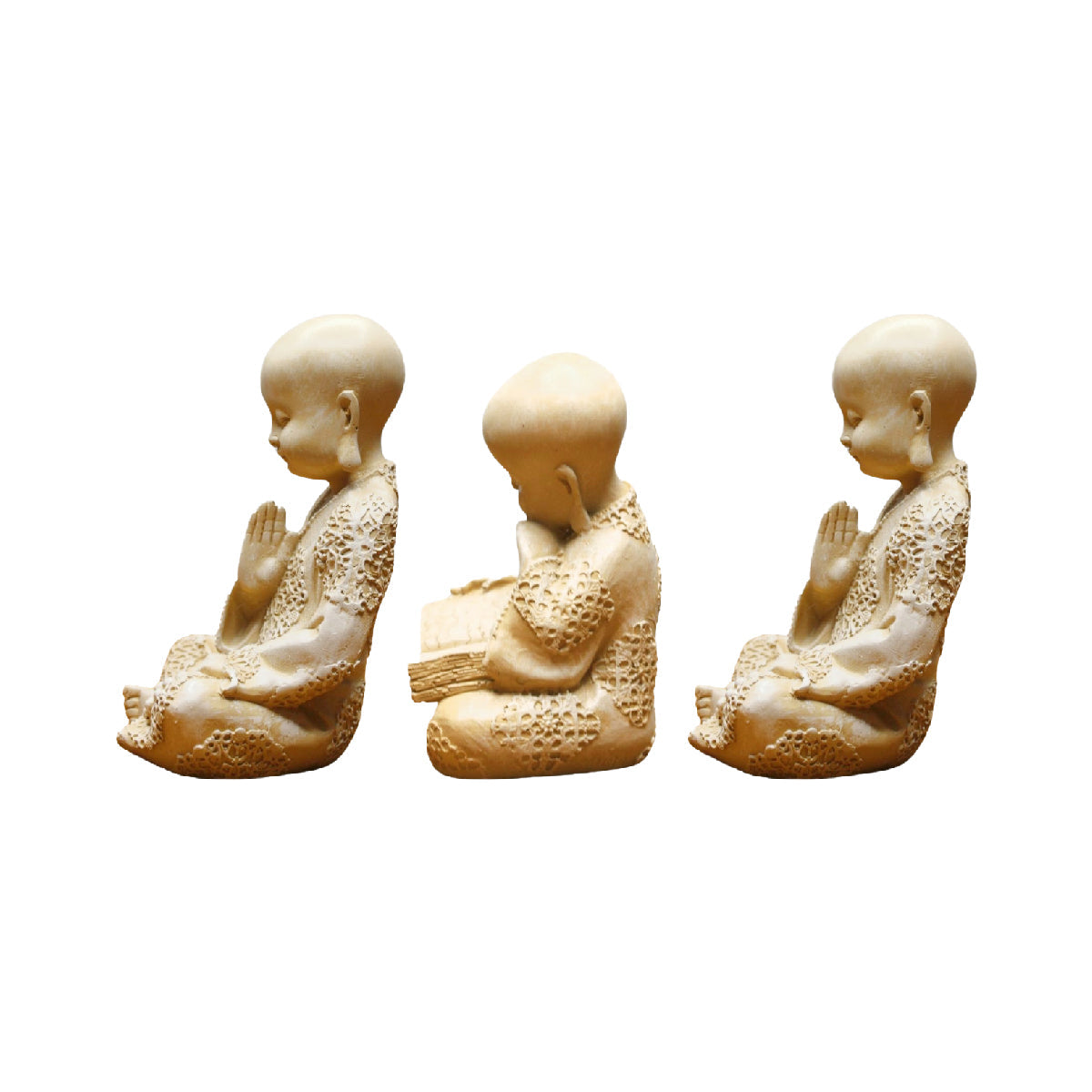 Our Green Window ( set of 3) 6.5 inches height Baby monk | zen buddha monk statues