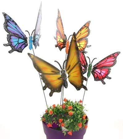 Our Green Window (Set of 4) Garden Butterfly Sticks with Garden Ornaments