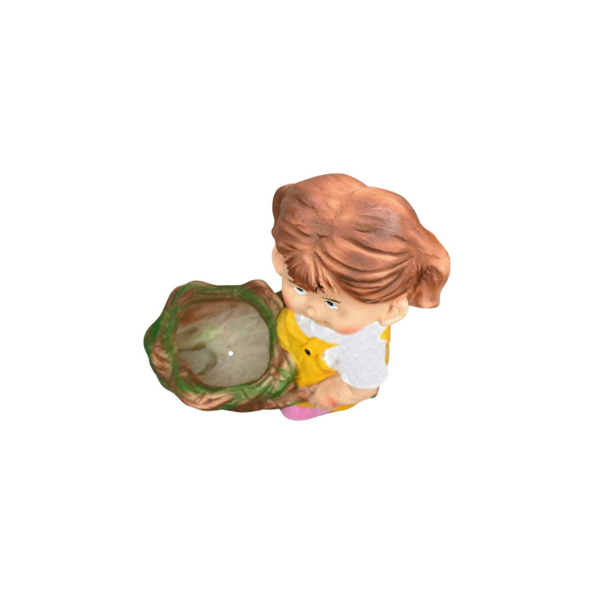 Our Green Window Girl Pushing Trolley with Pot for Garden, Balcony or Outdoor Decor (Yellow)