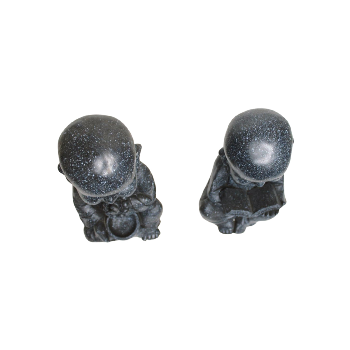 Our Green Window SET of 2 : Sitting Baby Monk Statues with Book and Beads, showpiece, home interiors, decoration for home, garden, balcony, terrace garden