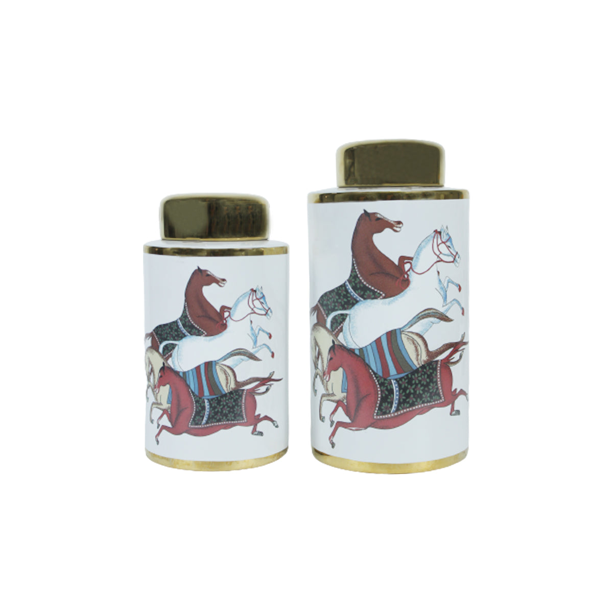 Horse Print shape storage jars with lid