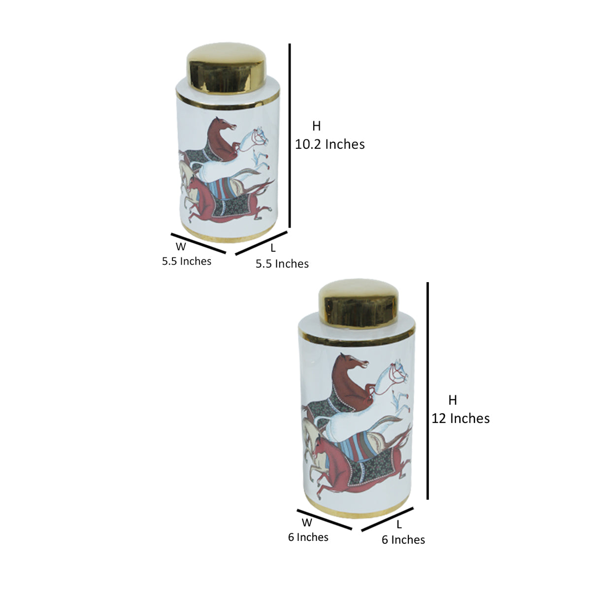 Horse Print shape storage jars with lid