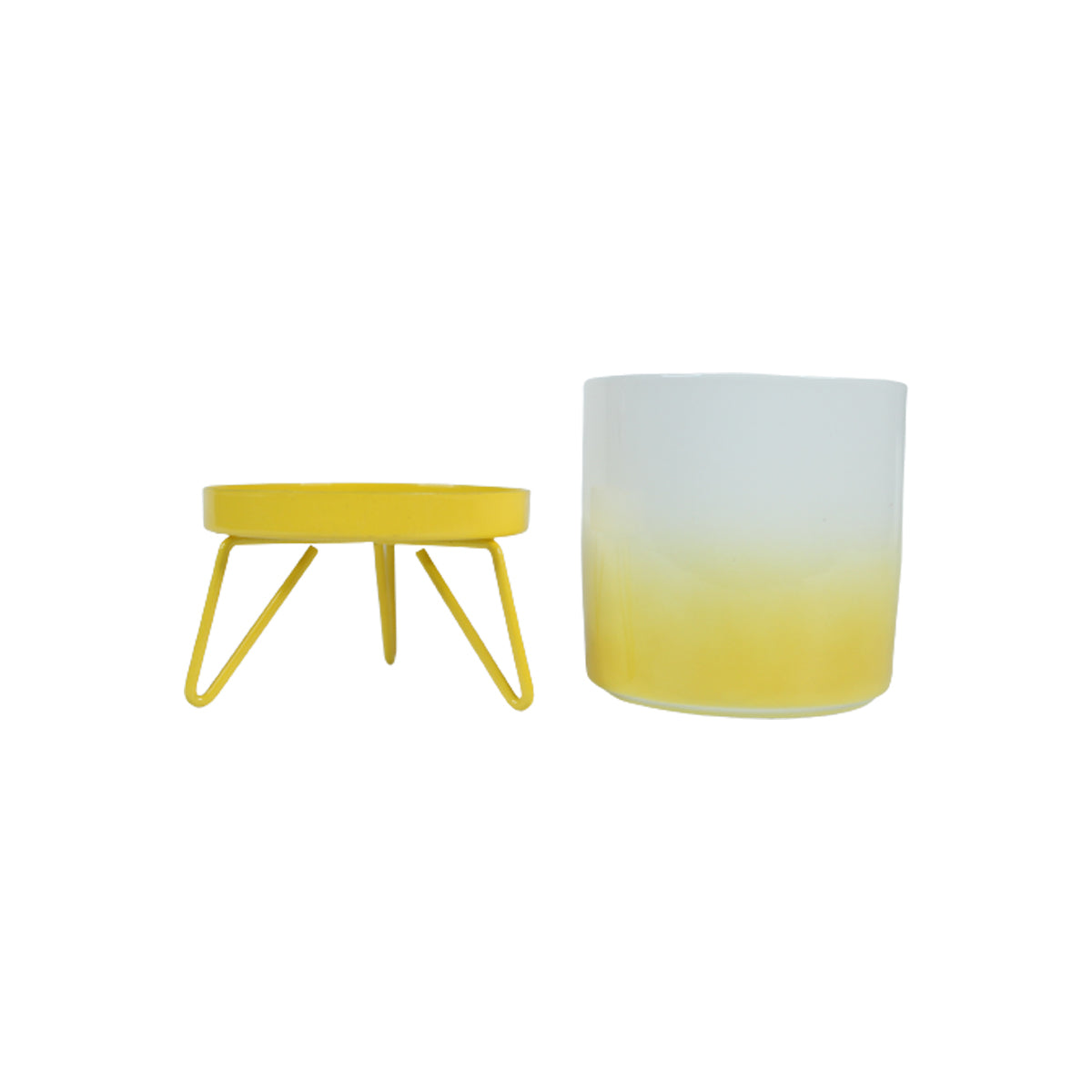 Yellow flame pot with stand