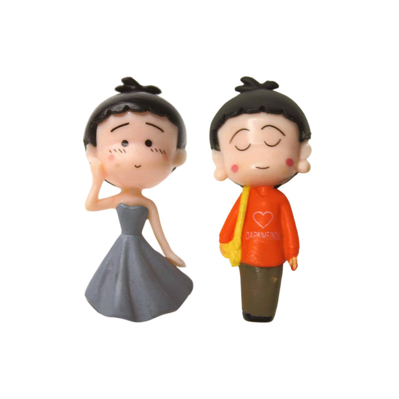 Wonderland Grey and Orange Set of 2 Doll style Miniature Figurine| miniature couple set