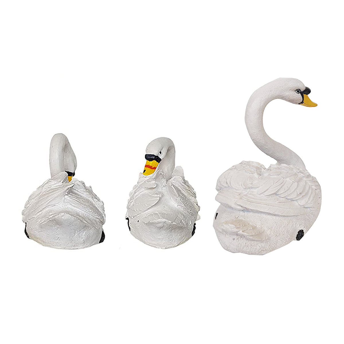 Set of 3 Swan Statues for home and garden decor