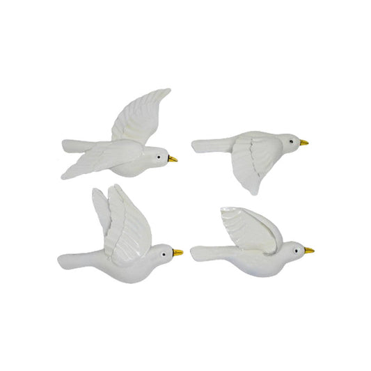 Wonderland SET of 4 Flying Birds Wall Metal Art, White Color Metal Birds, wall decoration, home interiors