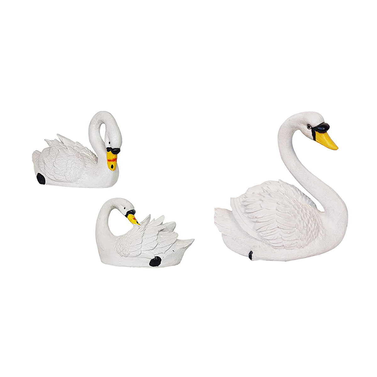 Set of 3 Swan Statues for home and garden decor