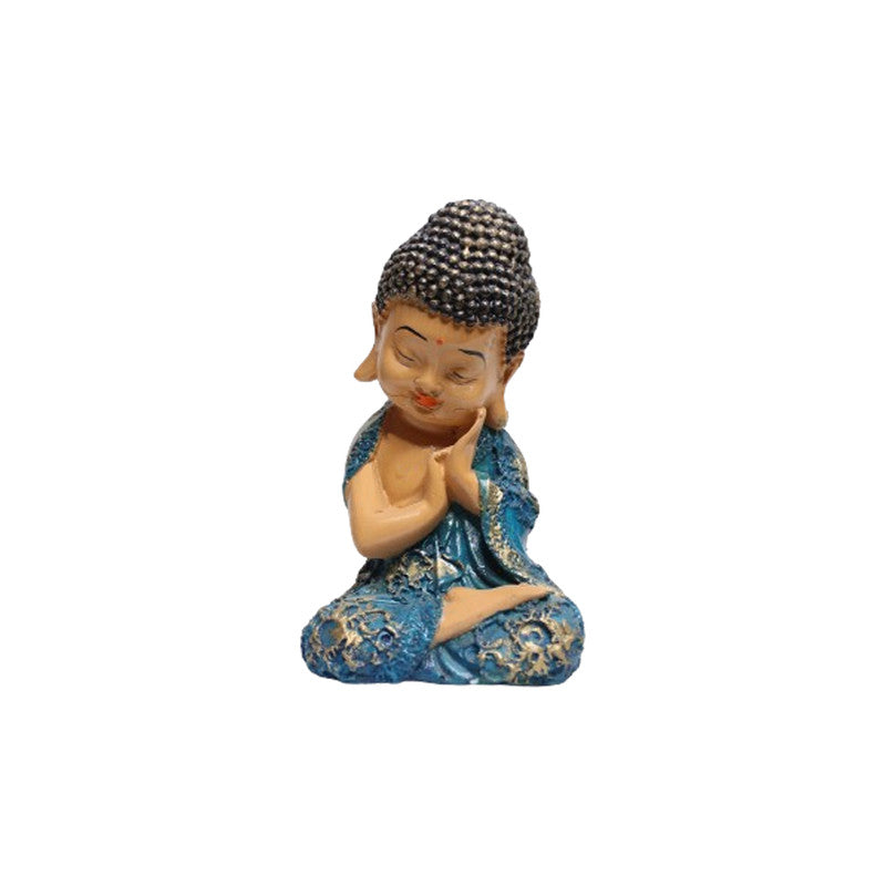 Wonderland Thinking Baby Monk (Blue) showpiece, statue, idol, home decor items for living rooms, garden, balcony