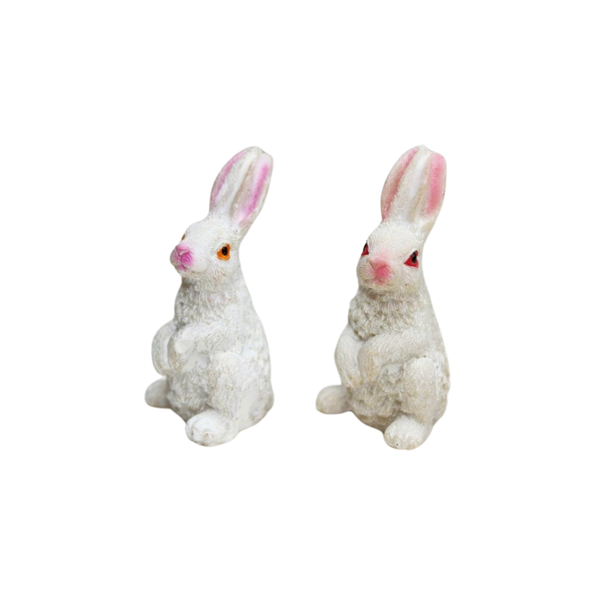 Plastic 2 Pc/Set Bunny Set Garden/Bonsai Miniature for Landscape Decoration, Plants Showpiece (Tray Gardening, Miniature Toys, Multicolour)