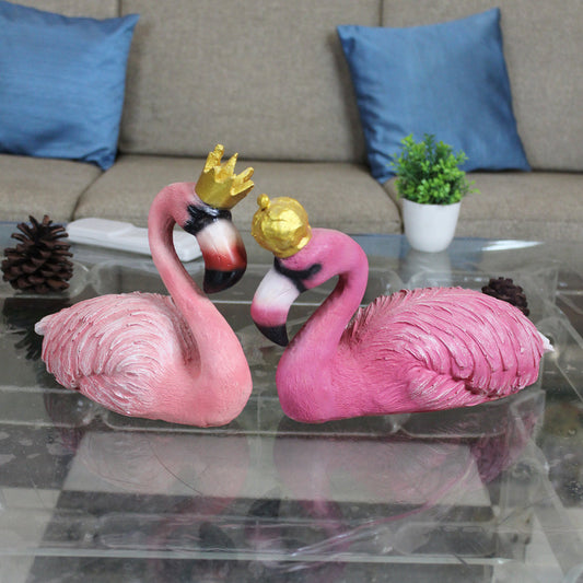 Wonderland Resin Flamingo Couple for home and garden decor (Pink)