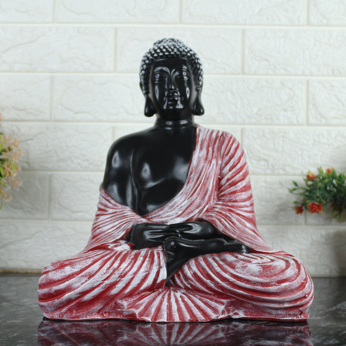 Buddha Statue for Home and Garden Decoration (Pink & Black)