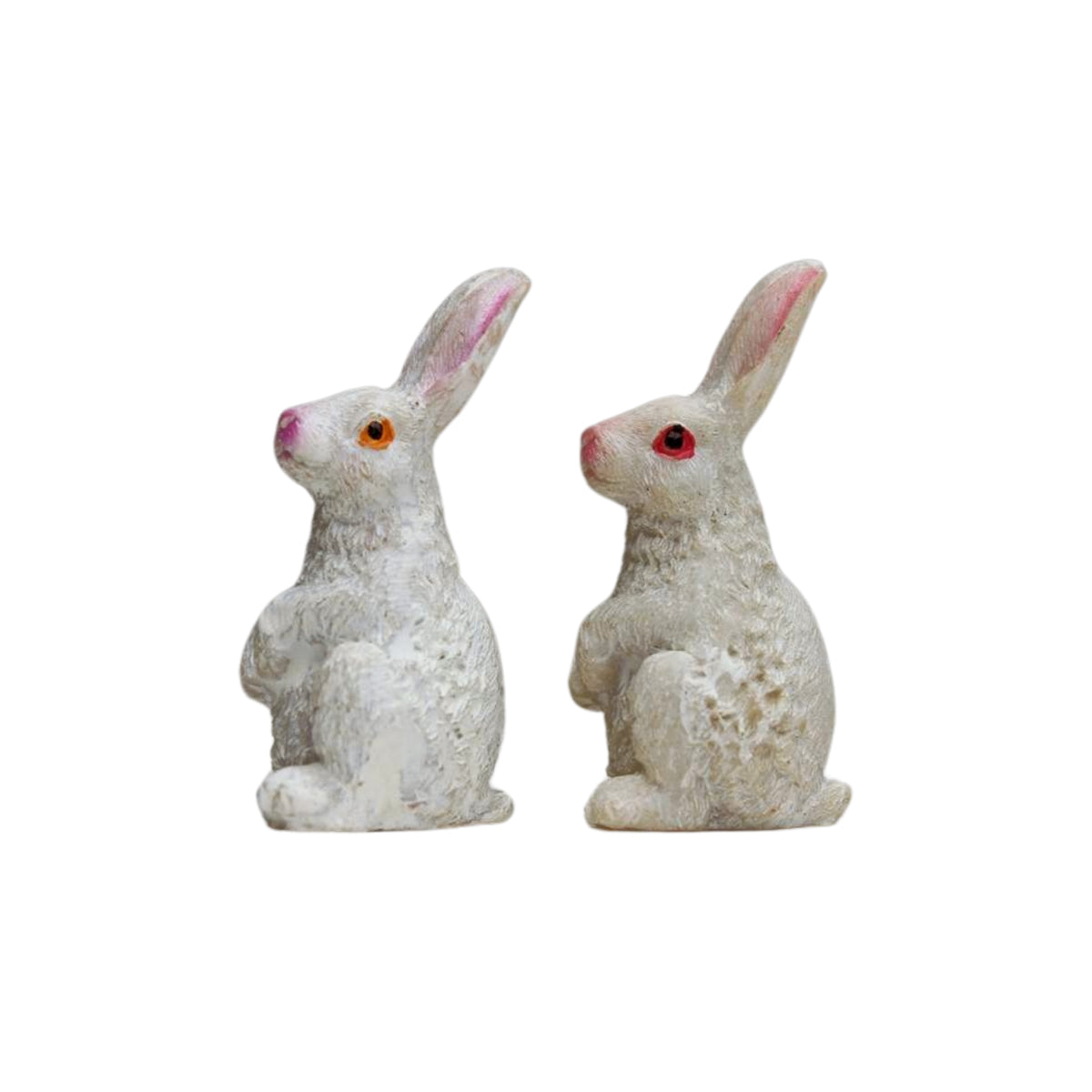 Plastic 2 Pc/Set Bunny Set Garden/Bonsai Miniature for Landscape Decoration, Plants Showpiece (Tray Gardening, Miniature Toys, Multicolour)