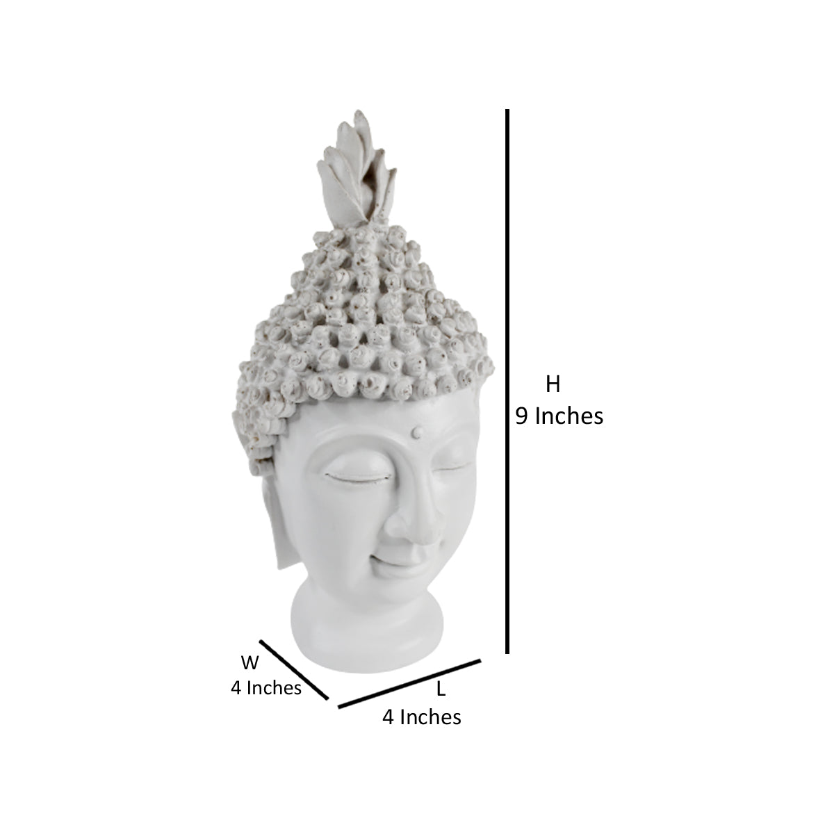 Wonderland Resin Buddha Head Statue - Decorative Buddha Idol Showpiece for Home Living Room Table Decoration Gifts (White)