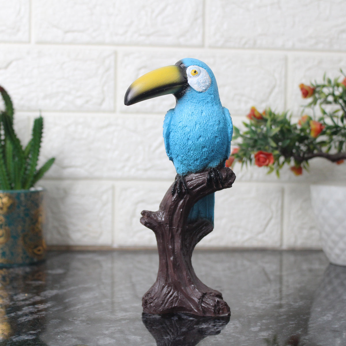 Wonderland Parrot Bird Figurine Showpiece Sitting on Tree for Home Décor