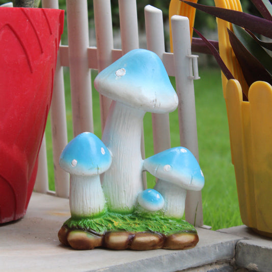 Wonderland resin mushroom garden décor in blue | garden statue |Resin mushroom statue|Decorative garden mushroom