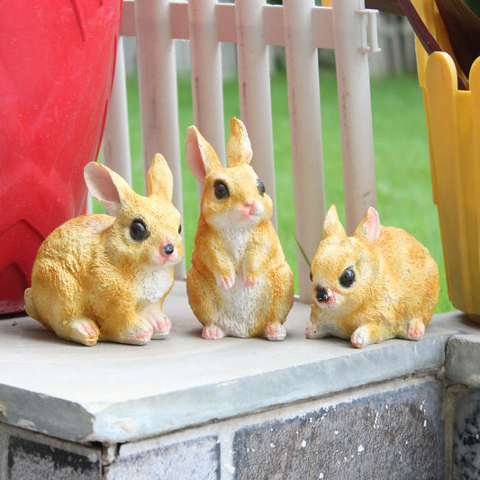 Wonderland  (set of 3 ) white 4 inch height color set of resin rabbit | cute balcony decoration