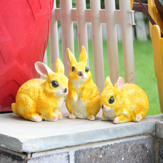 Wonderland (set of 3 ) brown 4 inch height color set of rabbit | bunny resin garden décor