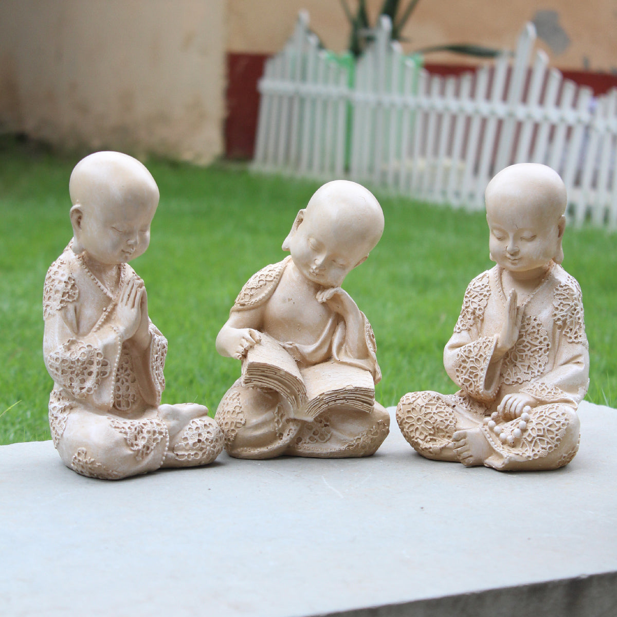 Wonderland ( set of 3)   6.5 inches height Baby monk | zen buddha monk statues