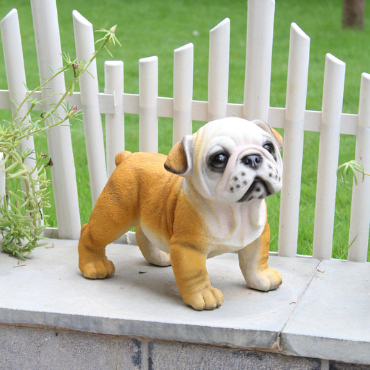 Wonderland Bulldog Statue Resin puppy garden decoration| Resin dog figurine| Dog lover garden gift