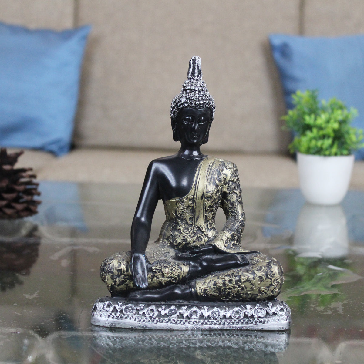 Our Green Window Buddha Idol Statue Showpiece With (Golden ) for Living Room Home Décor and
