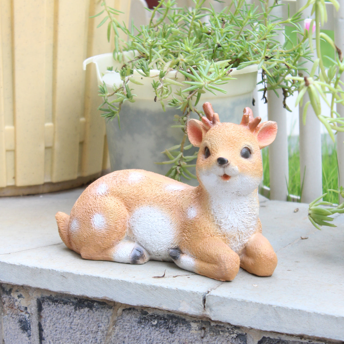 Wonderland sitting  Baby deer fawn resin statue | outdoor décor| garden décor items