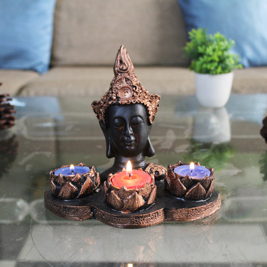  Wonderland Buddha Idol Statue Showpiece With  Candle Holder for Living Room Home Décor and