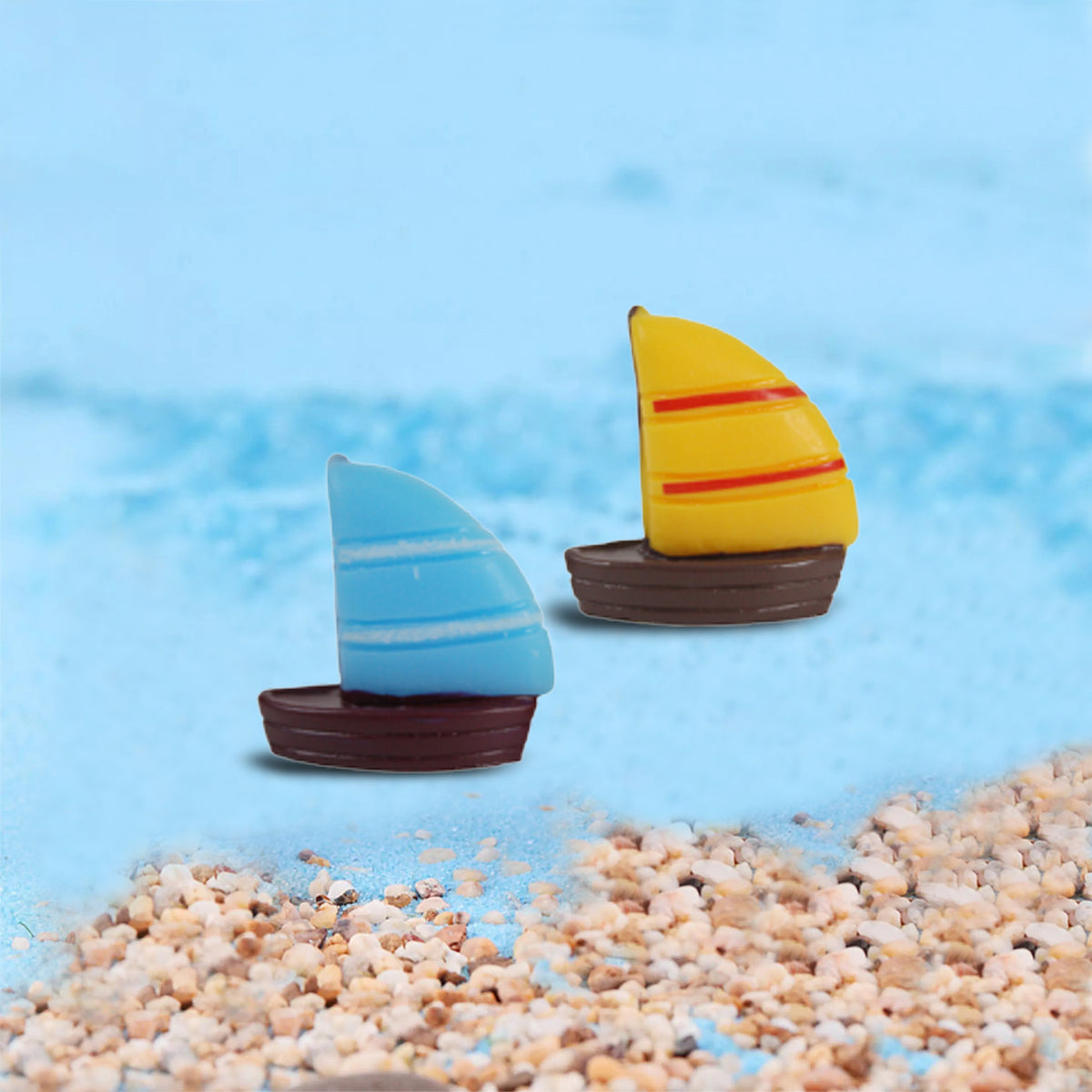 Wonderland Sailing Boat - Set of 2 pcs for Tray Gardening/Fairy Garden/Terrariums/Landscaping/Craft Model Work